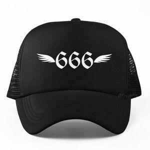 🆕666 Angel Number Black Foam Trucker Hat Mesh Snapback Cap